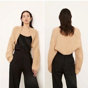 Vince Lofty Rib Bolero shrug cardigan sweater knit open cashmere wool cropped S
